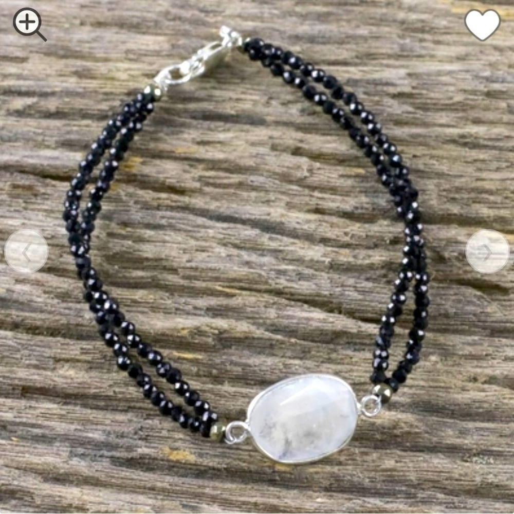 NOVICA Rainbow Moonstone & Spinel Beaded Pendant Bracelet from Thailand​…​​​